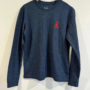 Psycho Bunny Embroidered Crew Neck  Long Sleeve Knit Top S